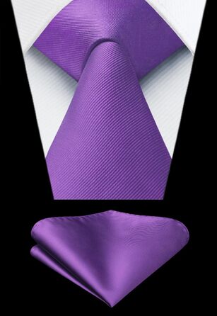Краватка та нагрудна хустинка Enlision Solide - комплект для весілля, однотонні, фіолетовий (N2 Violett)