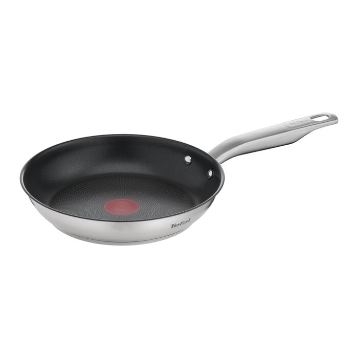 Сковорода Tefal Virtuoso Edelstahl 24 см з антипригарним покриттям Titanium Pro, індукційна, з індикатором нагріву Thermo-Signal, для всіх типів плит