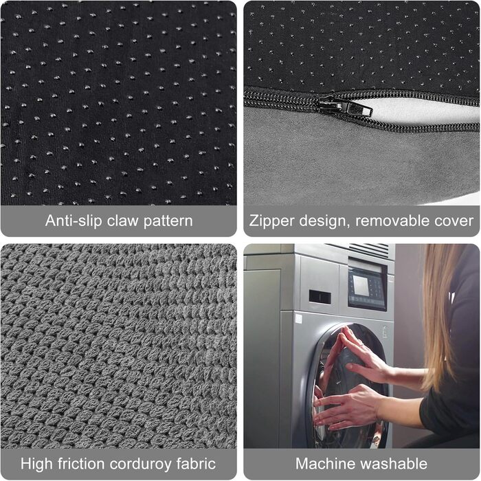 Dog stairs for small dogs, 3 steps pet stairs, cat stairs, sponge dog ramp for sofa bed, dog steps with removable cover, washable pet ladder, lint roller included, grey