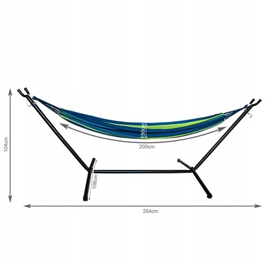 Гамак POTENZA зі стійкою Grande (оцинкована сталь, до 220 кг) + гамак SINGA 220x160