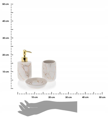 Набір аксесуарів для ванної кімнати (3 предмети), біло-золотий, стиль гламур
