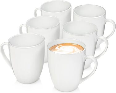 Singer | Marlo 6-Piece Coffee Mug Set, Porcelain Coffee Cups for 6 People, Dishwasher-Safe Coffee Cups & Mugs Set for Coffee & Tea, 350 ml | PREMIUM COLLECTION