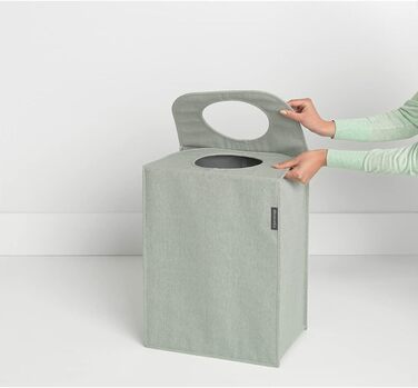 Brabantia - Laundry Bag - Quick-Drop Opening - Robust Textile Bag - Space-Saving - The lid folds out into handles - Easy emptying - Green - 55 L - 29.5 x 54.0 x 50.5 cm