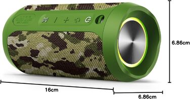 Портативна Bluetooth колонка Eduplink водонепроникна IPX7, бездротова, зелена (камуфляж)