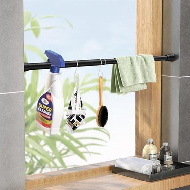 Штанга для карниза без свердління 113-196 см, телескопічна, для душу, фіранки, вікна, кухні, шафи. Набір (4 шт., 41-66 см, чорний)