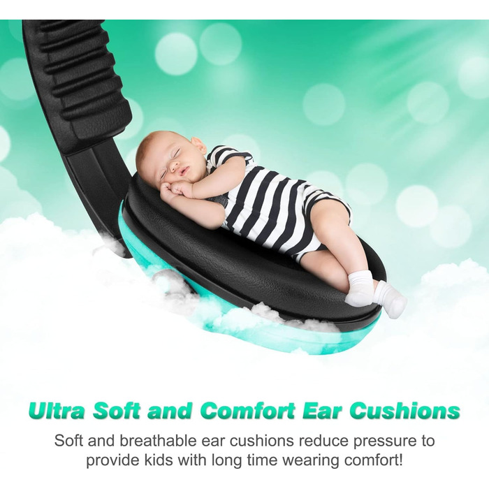 Навушники для захисту від шуму для дітей - комфортні, складаються, для школи, аутизму, сну, навчання, ADHS, феєрверків, концертів (1 шт.), колір м'ята + лайм