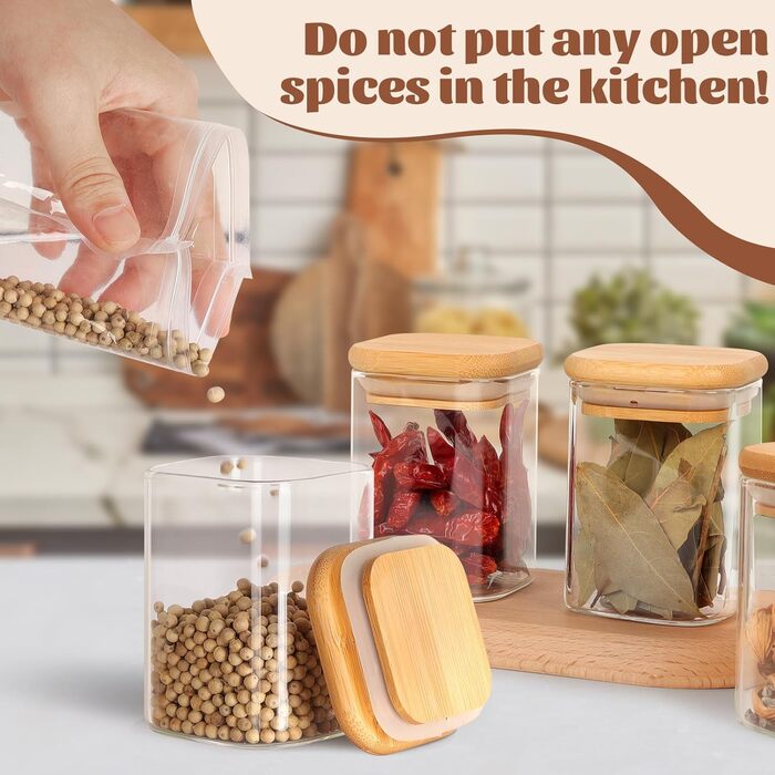 Набір скляних банок для спецій 12 шт. 200 мл з дерев'яною кришкою, набір дозаторів спецій, контейнери для спецій