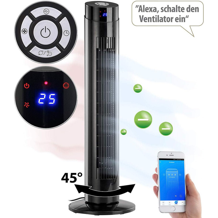 Вентилятор Sichler: Турбо-вентилятор з іонізатором, Wi-Fi, керуванням через додаток та голосовими помічниками (Siri, Alexa, Google Assistant)