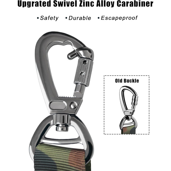 Міцна собача повідок-рулетка, камуфляжна військова повідок з автофіксатором для великих собак до 68 кг, 1,8 м, амортизуюча, з подвійним руків'ям, тактична повідок для собак