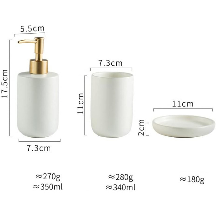 Набір аксесуарів для ванної кімнати з кераміки, 3 шт. (Жовтий) - мильниця, дозатор мила, стакан для зубних щіток
