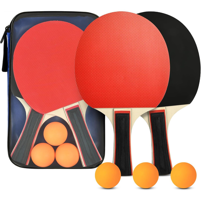 Набір для настільного тенісу Flintronic: 2 ракетки + 3 м'ячі, з сумкою для початківців та професіоналів (#2 Upgrade Black)