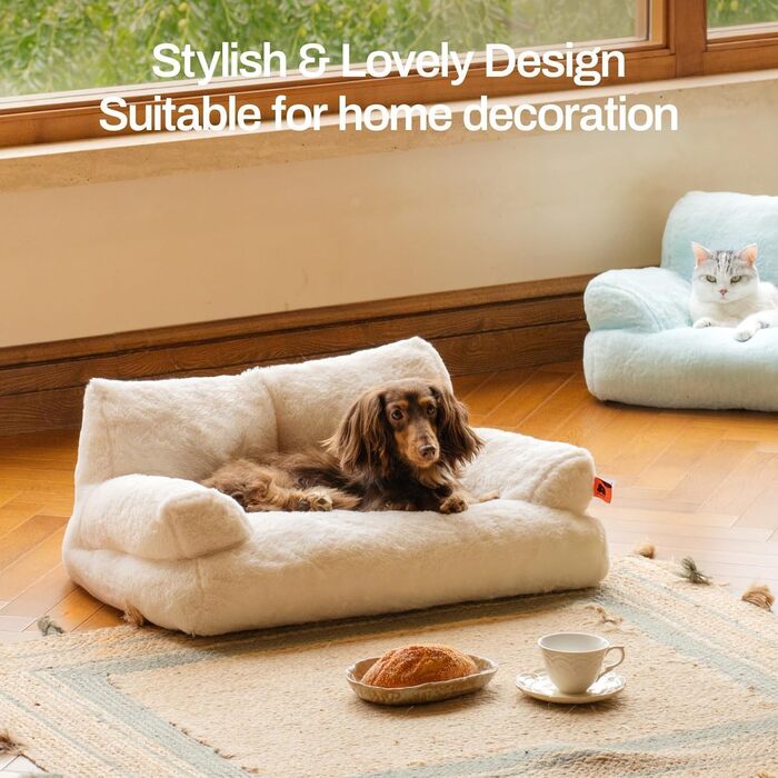 М'яке ліжко для котів та маленьких собак MEWOOFUN, 66x48 см, біле