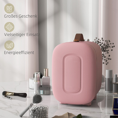 HOMCOM Mini Beauty Fridge, 4L Capacity, 8 x 10.4 x 11 inches, Pink