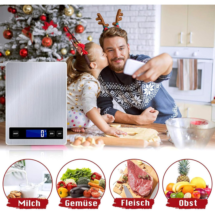 Кухонні ваги електронні - Digitalwaage до 15 кг з точністю 1 г | g/kg/lb:oz/ml/fl'oz | TYPE-C/Акумулятор | Ваги для кухні