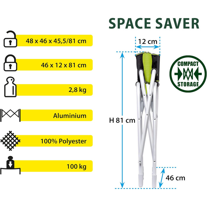 Крісло Brunner Regista Captain Azzurro/Nero (Зелений/Чорний) - Складне кемпінгове крісло преміум-класу