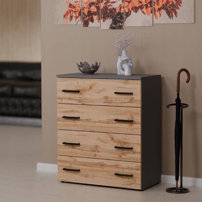 Шафа для взуття Stiv-Meble, 71,2 x 82,9 x 35 см, антрацит, дуб вотан