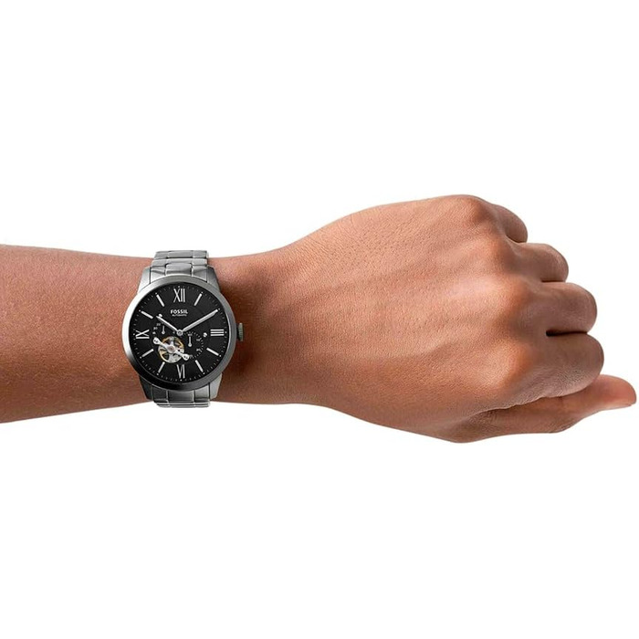 Годинник Fossil Townsman для чоловіків, механічний з автоподом, сталевий або шкіряний ремінець (44 мм, темно-сірий)