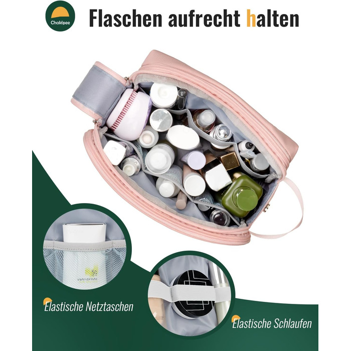 Чоловіча дорожня косметичка Kulturbeutel, водонепроникна, легка, з двома блискавками (Рожева)