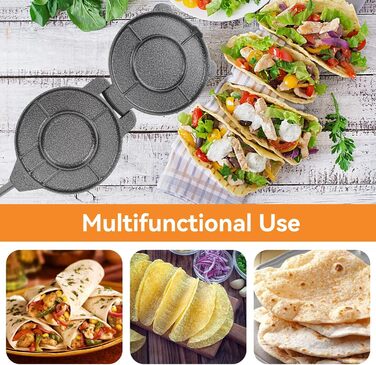 Пресс для тортилій та роті, 16.5 см, алюмінієвий, для тортилій, роті, кесадільї, бурріто, емпінад, з ручним притисканням