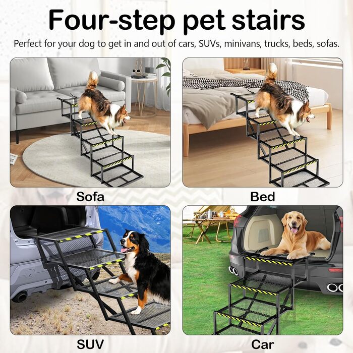 Східці для собак Hunderampe з 5 ступенів, складані, для вантажівок та SUV, регульована висота 35-90 см, до 100 кг
