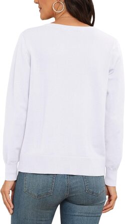 Кардиган PrinStory з в'язаного полотна з круглою горловиною, легкий, з кнопками (XL, білий)