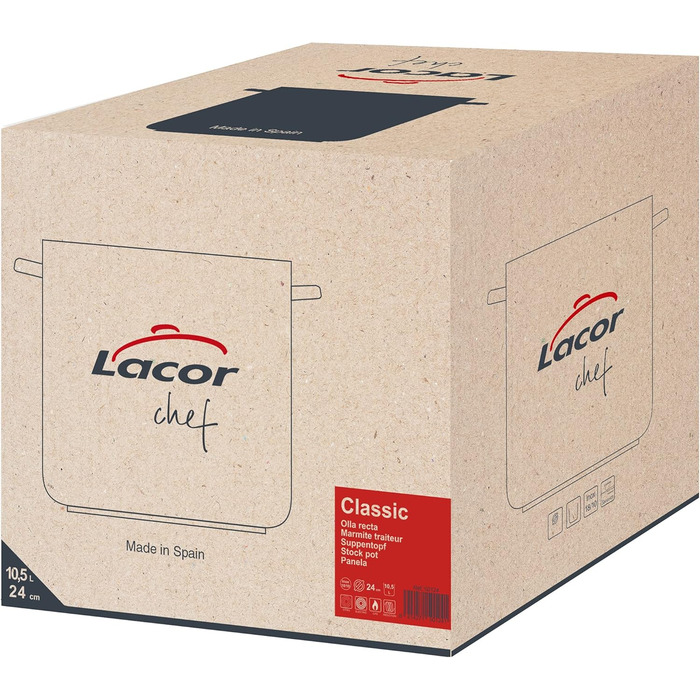 Супова каструля з кришкою LACOR 24 см, нержавіюча сталь, срібляста