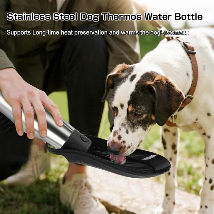 Водяна пляшка для собак на прогулянці: не протікає, з нержавіючої сталі, 750 мл (Чорний)