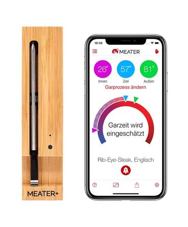 MEATER+ - Бездротовий смарт-термометр для м'яса з радіусом дії 50 м | Для духовки, гриля, сковороди та ротатерії | Ідеальний м'ясний досвід через додаток