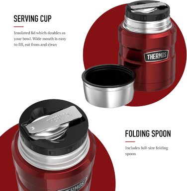 Термос King Thermoskanne / Thermosflasche для їжі, 0.47 л, нержавіюча сталь, Червоний (Cranberry Red)