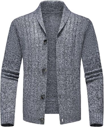 Чоловічий в'язаний пуловер з коміром-стійкою, однорядний, стильний в'язаний жакет для осені та зими (темно-сірий, S)