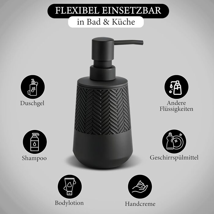 Дозатор мила та мийного засобу чорного кольору, 280 мл, для кухні