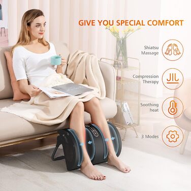 Електричний масажер для ніг Snailax Shiatsu з підігрівом, для ніг та литок, для розслаблення, XL