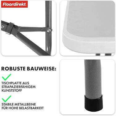 Складаний садовий стіл-буфет Floordirekt Akita 183x76 см з ручкою для перенесення - для тераси, балкона, кемпінгу