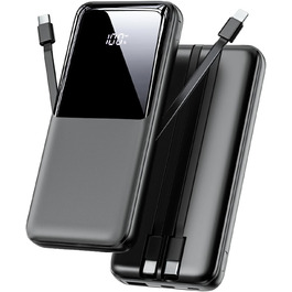 Power Bank 26800mAh з 3 портами та 2 кабелями, USB-C, швидка зарядка, чорний