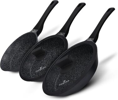 Набір сковорідок ZWIEGER Aluguss з кришками (5 шт.) – антипригарне покриття, підходить для всіх типів плит, 20, 24, 28 см, PFOA & PFOS free