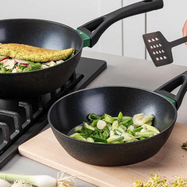 Grill-сковорода FACKELMANN Chefkoch Hamburg керамічна 28 см з антипригарним покриттям, з переробленого алюмінію, для всіх типів плит та духовки