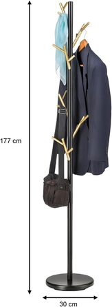 IDIMEX Clothes Rack ZENO made of metal, coat rack in green paint, jacket stand with 6 practical hooks (Black/Gold)