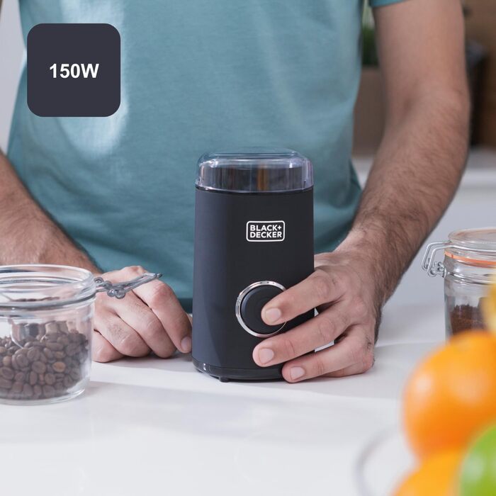 Кавомолка Black+Decker BXCG150E, 150 Вт, пластик, чорна