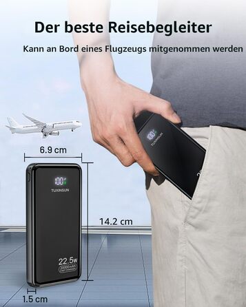 Power Bank 20000 mAh 22.5W PD3.0 QC4.0 з LCD дисплеєм, чорний - портативний акумулятор для смартфонів та смарт-годинників