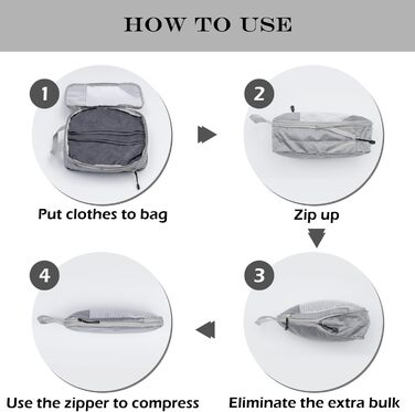 Органайзери для валізи: комплект 3 шт. (сірий) - для зручної подорожі