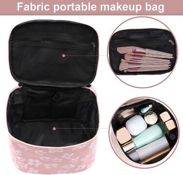 Косметичка для дівчаток, органайзер для макіяжу, сумочка для косметики з відділенням для пензликів, подарунок для жінок та дівчат (рожева)