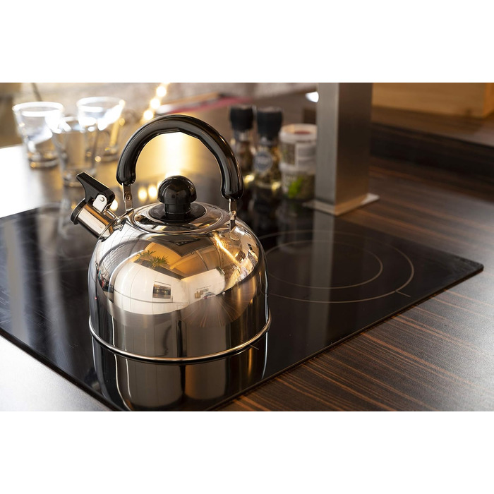 Чайник Alpina з нержавіючої сталі - свисток, 1.8 л, для плити, Induktion, Gas, срібний