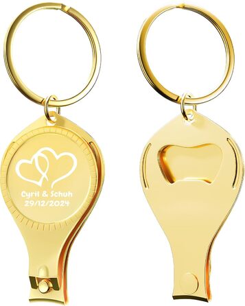 60 Personalized 4-in-1 Multifunction Bottle Openers, Gold Nail Clippers, Wedding Favors, Brewery, Private, Customized, Multi-Tool Gifts for Men.