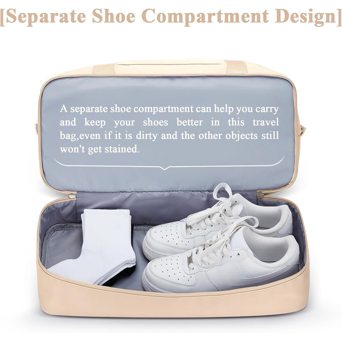 Спортивна сумка для подорожей та фітнесу, водонепроникна, з відділенням для взуття, 47x37x22 см (38л)