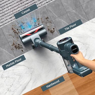 Бездротовий пилосос з HEPA-фільтром, 120 000 об/хв, акумулятор до 50 хв, LED дисплей, антизаплутувальна щітка, 500W