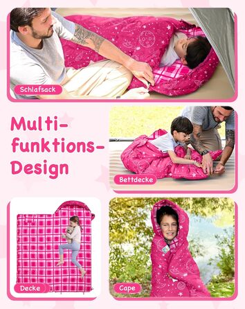 KingCamp Kids Sleeping Bag - Winter Warmth, 3-4 Season Comfort for Camping & Trekking - 170x70cm, 7°C Rating, Adjustable Length