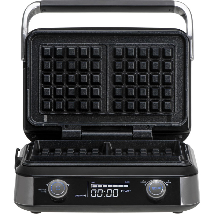 Вафельниця Adler Belgische Waffel – електрична вафельниця з LCD-дисплеєм, 2400W, 5 програм, 7 рівнів підсмажування, глибокі нагрівальні пластини 12x13x2 см