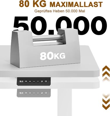 Електричний стіл Flamaker з регулюванням висоти, 140 x 60 см, з пам'яттю, білий. Стіл для стоячи/сидячи, комп'ютерний.
