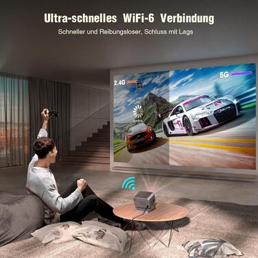 Портативний проєктор Smart Mini Beamer 4K з автофокусом та корекцією трапецеїдальних спотворень, 20000 Люмен, WiFi6, Bluetooth, Full HD 1080P, для телефону/ноутбука, кінотеатр для дому/на відкритому повітрі