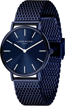 Годинник Liebeskind Berlin для жінок – круглий кварцовий годинник 34 мм – сітчасте браслет – водостійкий 5ATM – сучасний та елегантний (блакитний)